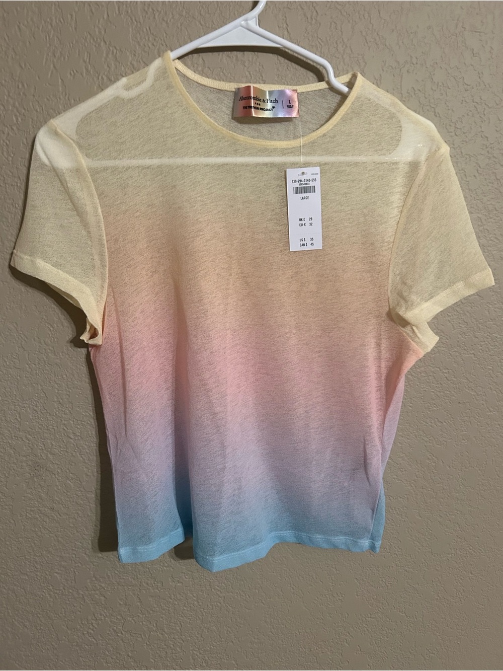 Abercrombie & Fitch Pale Yellow Sheer Crew Tee